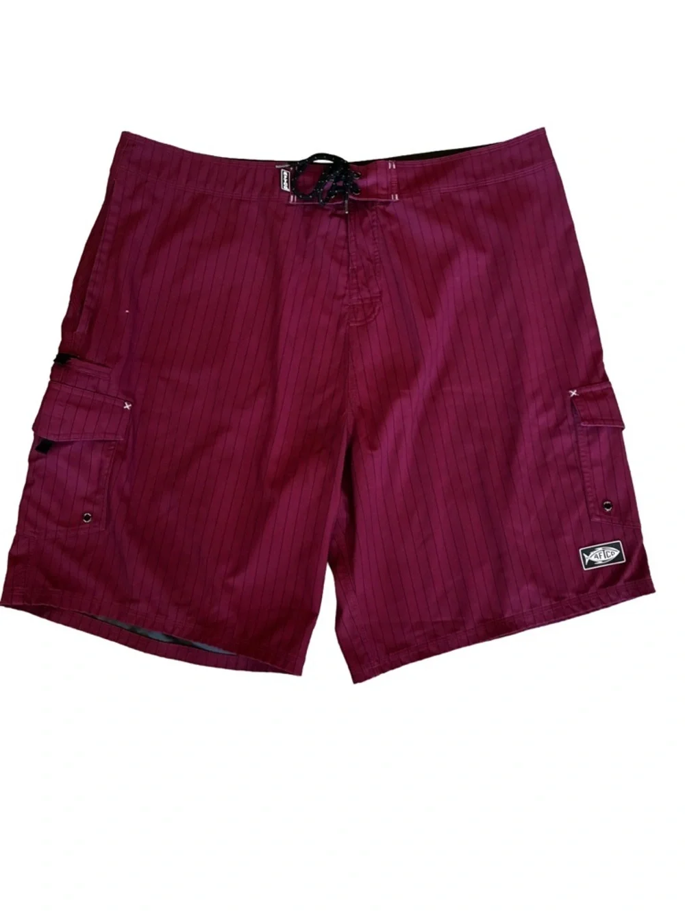 AFTCO Fishing Cargo Shorts Size 40 Burgundy Pinstripe Lot of 2